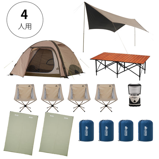 おまかせセット4人用(LOGOS Tradcanvas エアマジック ドーム M-BJ)